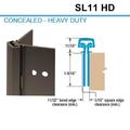 Select-Hinges 83" Geared Concealed Continuous Hinge - Flush Mounted - For 1-3/4" Doors - Dark Bronz SLH-11-83-BR-SD